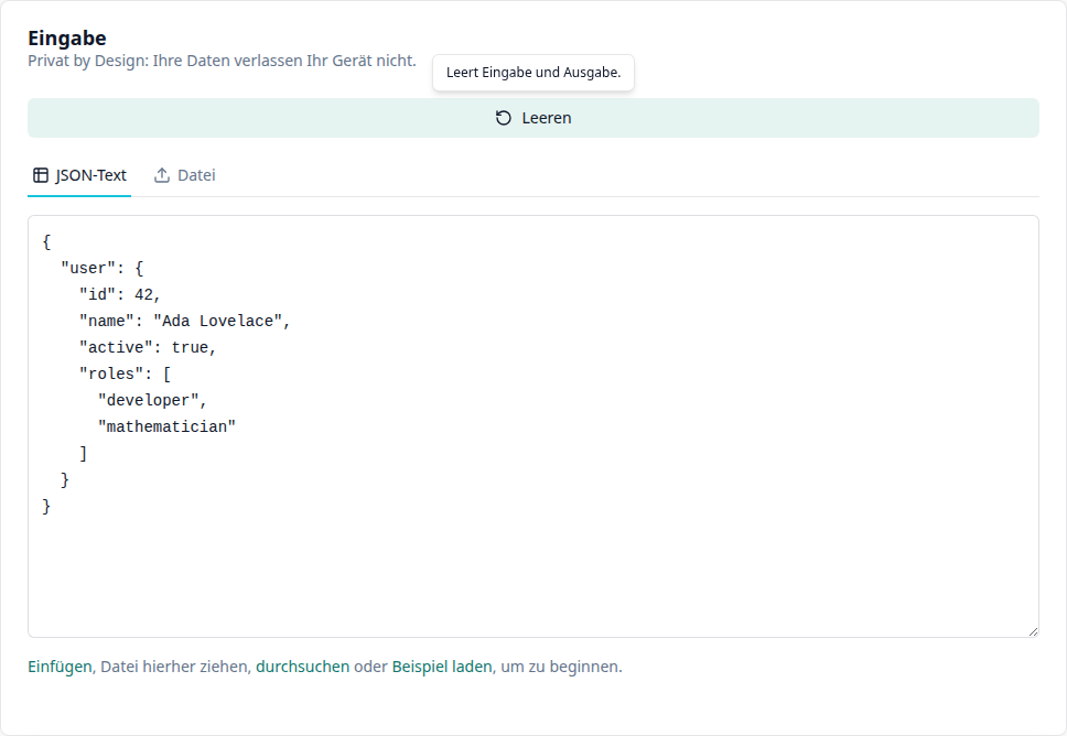 JSON einfügen