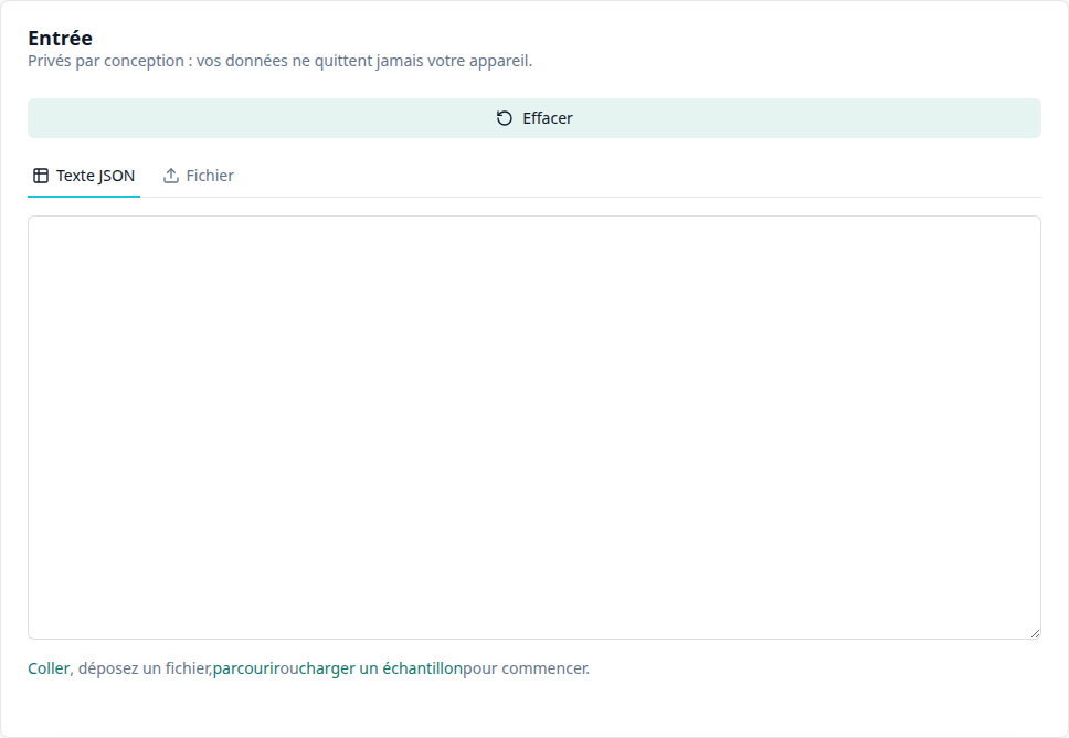 Coller votre JSON