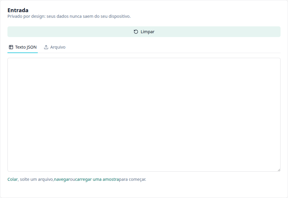 Colar seu JSON
